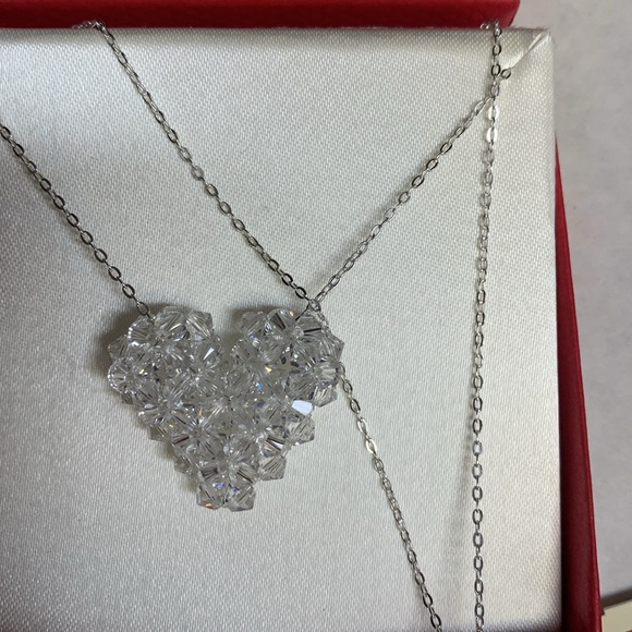 Crystallized Heart Necklace (Sterling Silver Swarovski Elements) - Picture 2 of 10